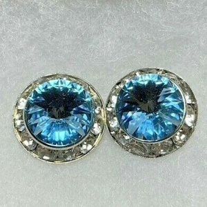 Swarovski Rhinestone Aqua blue 15mm Dance Competition pageant bridal Earring